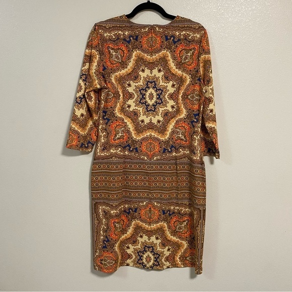 J. McLaughlin Dress Women’s Size Large Mandala design Sophia Dress 3/4 Sleeve - Picture 10 of 14